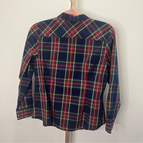 Talbots button down Plaid Navy holiday 10P - Picture 6 of 6